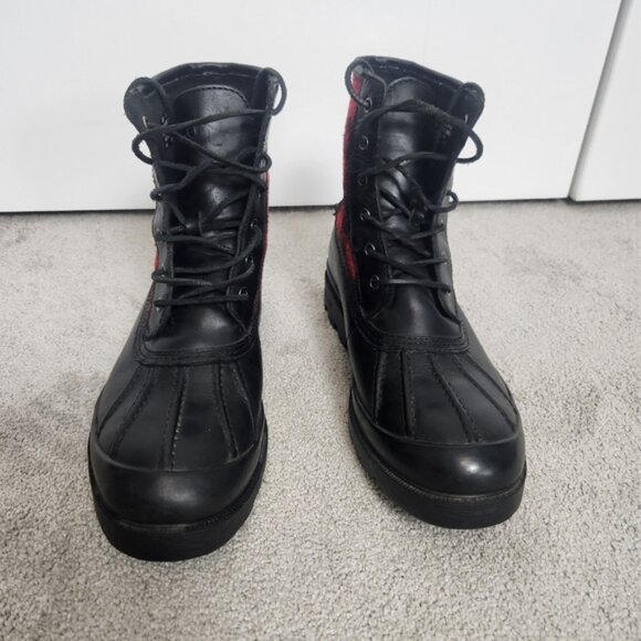 Polo Ralph Lauren Udel Men's Duck Boots Black Red Plaid Size 10.5 - Picture 7 of 12